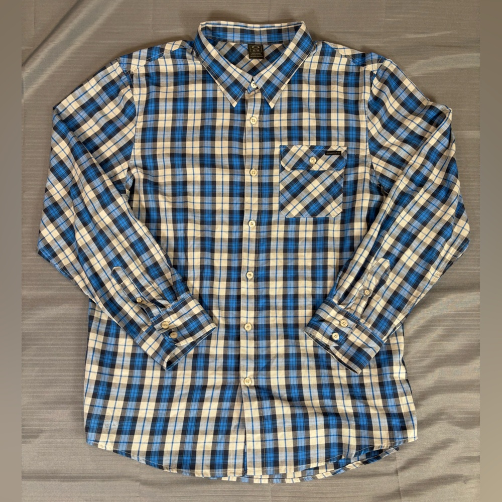 Oakley Blue Plaid Button Up Shirt XL Long Sleeve Casual